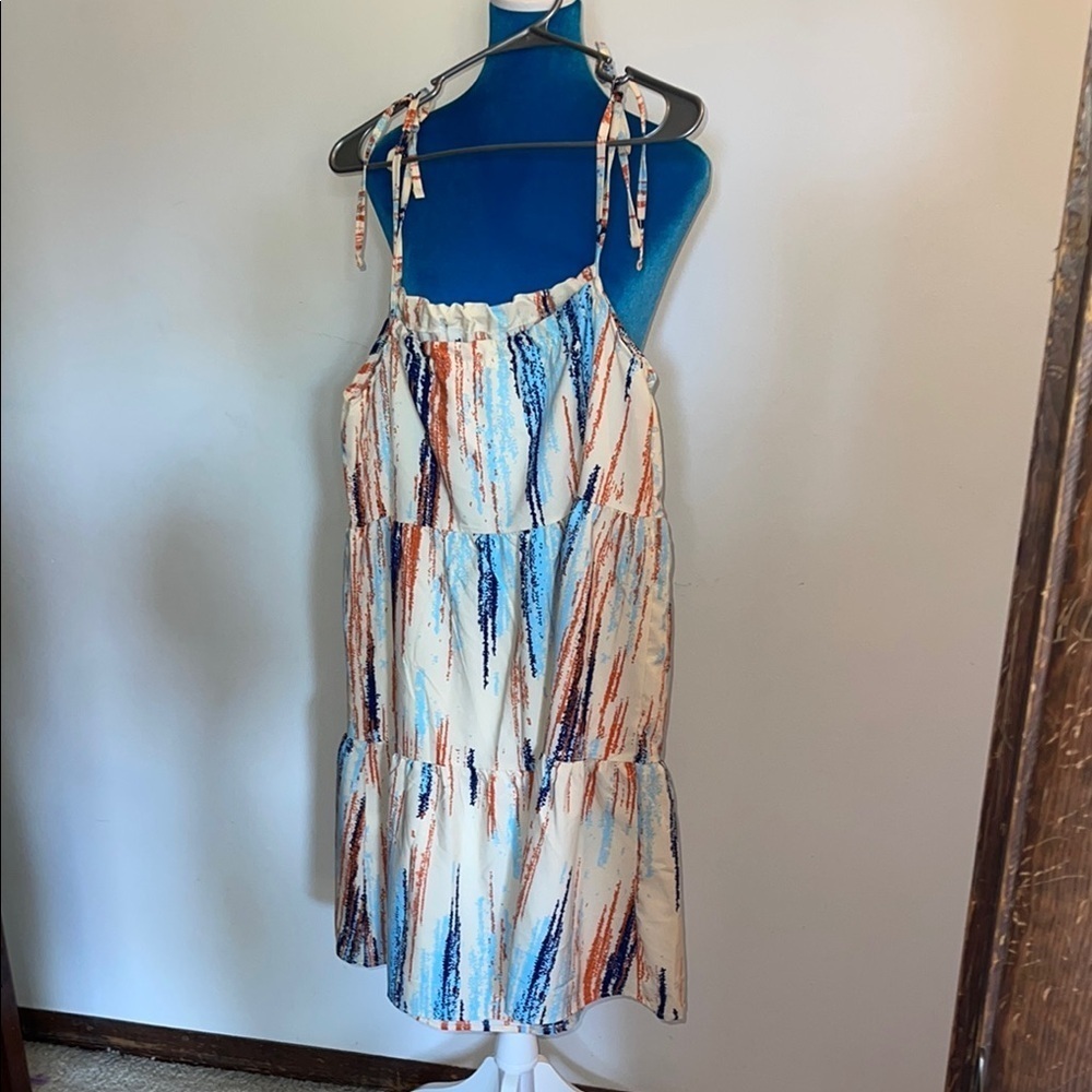 Blue and Orange Cream Women's Dress